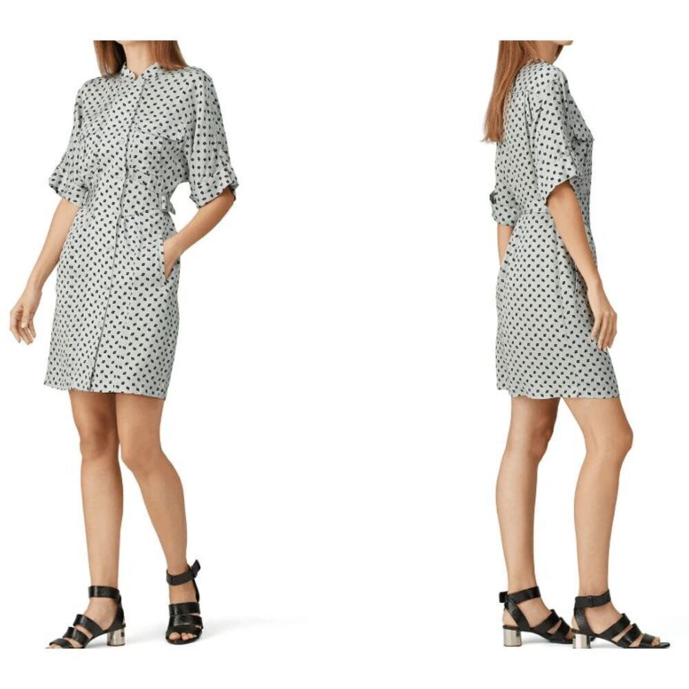 NWT Equipment Femme Absalone Shirt Dress "Sky Gray True‎ Black" Size 2